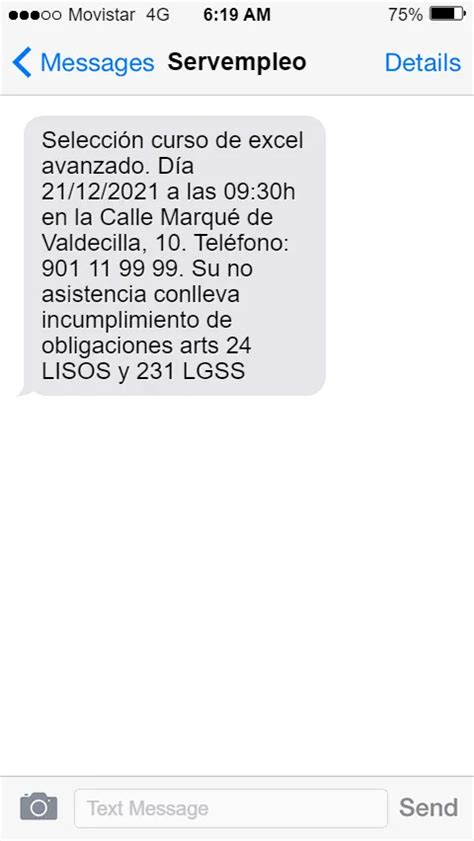 He recibido un SMS de SERVEMPLEO